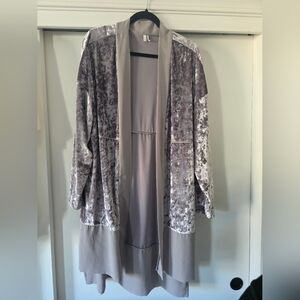 Urban Outfitters Velvet Kimono Robe - Silver and Gray